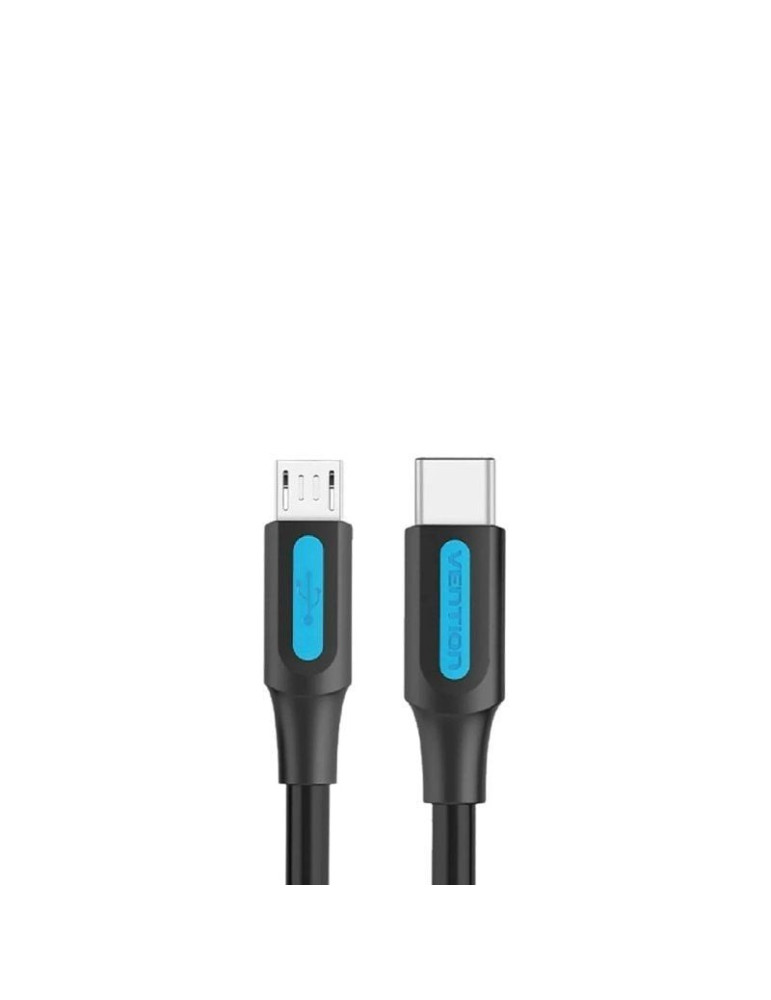 Cable USB 2.0 Tipo-C Vention COVBF/ USB Tipo-C Macho - MicroUSB Macho/ 480Mbps/ 1m/ Negro