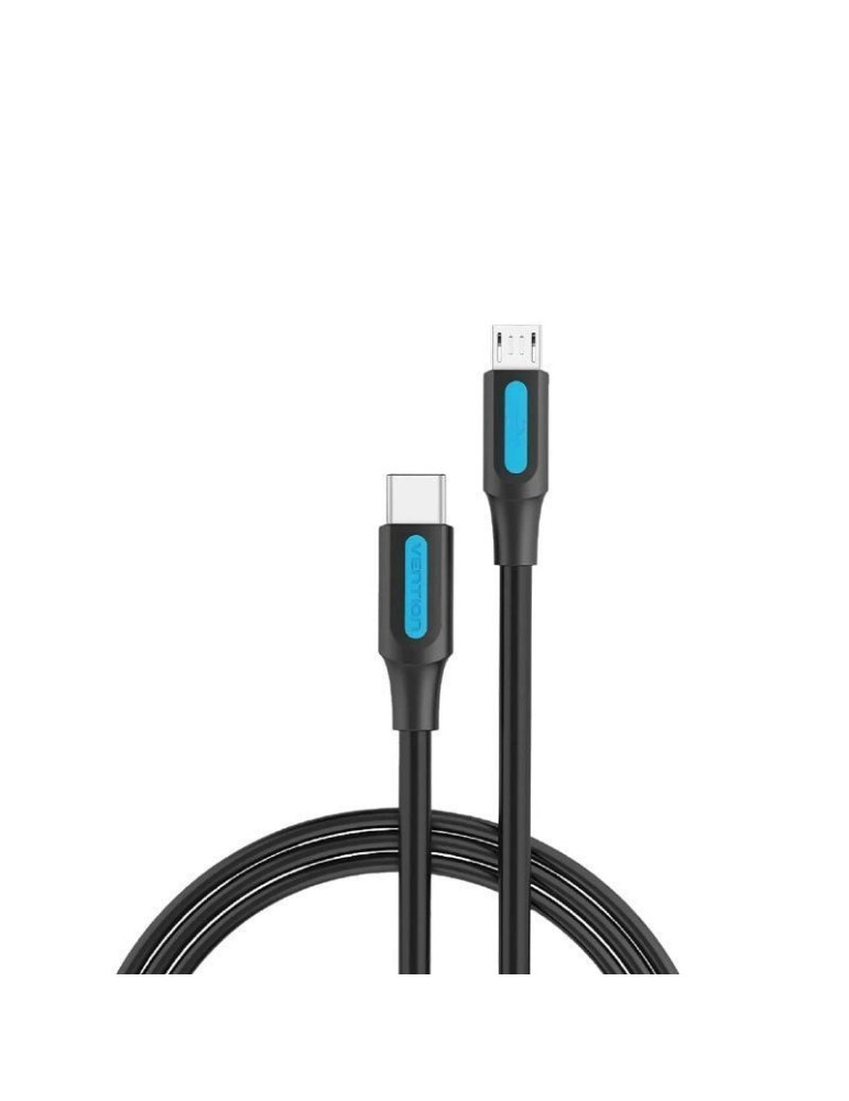 Cable USB 2.0 Tipo-C Vention COVBF/ USB Tipo-C Macho - MicroUSB Macho/ 480Mbps/ 1m/ Negro