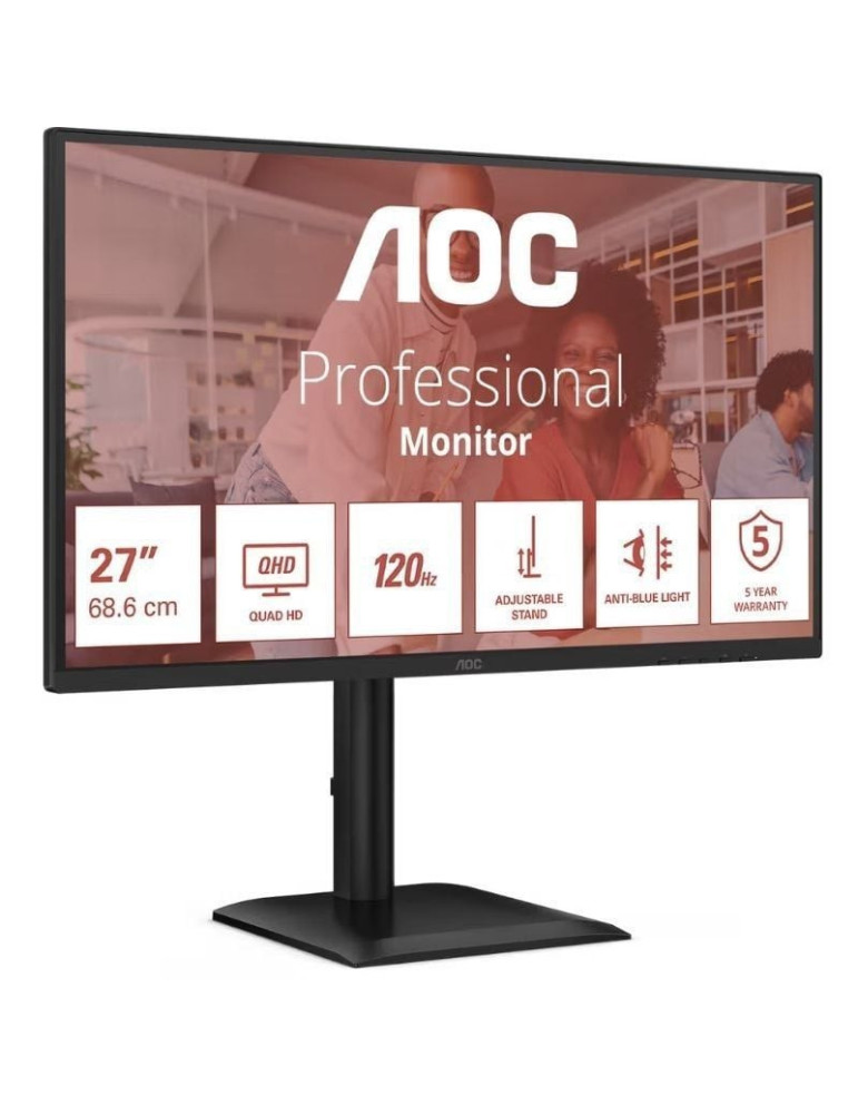Monitor Profesional AOC Q27E4U 27"/ QHD/ Multimedia/ Regulable en altura/ Negro