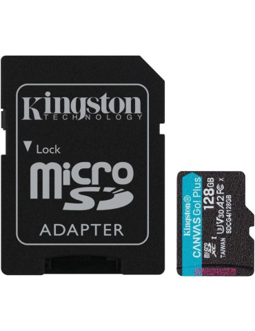 Tarjeta de Memoria Kingston CANVAS Go! Plus 128GB microSD XC con Adaptador/ Clase 10/ 200MBs