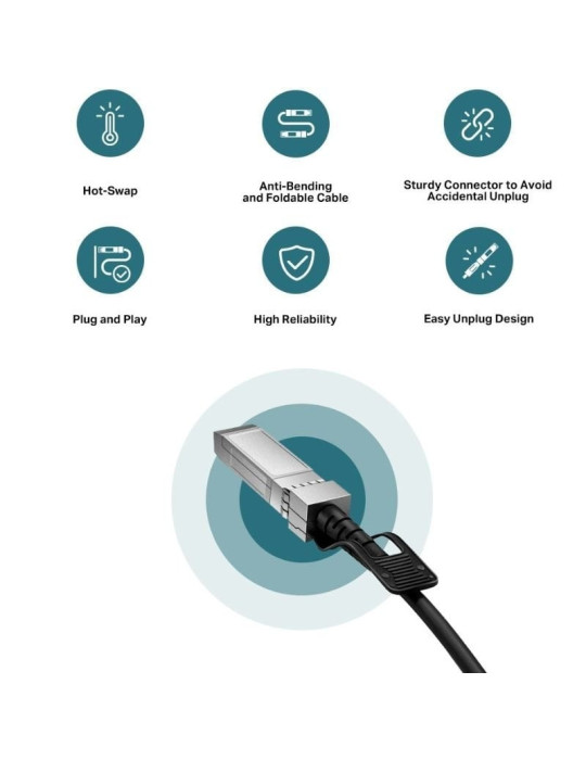 Cable de conexión directa SFP+ TP-Link TL-SM5220-1M/ 10G/ 1m/ Negro