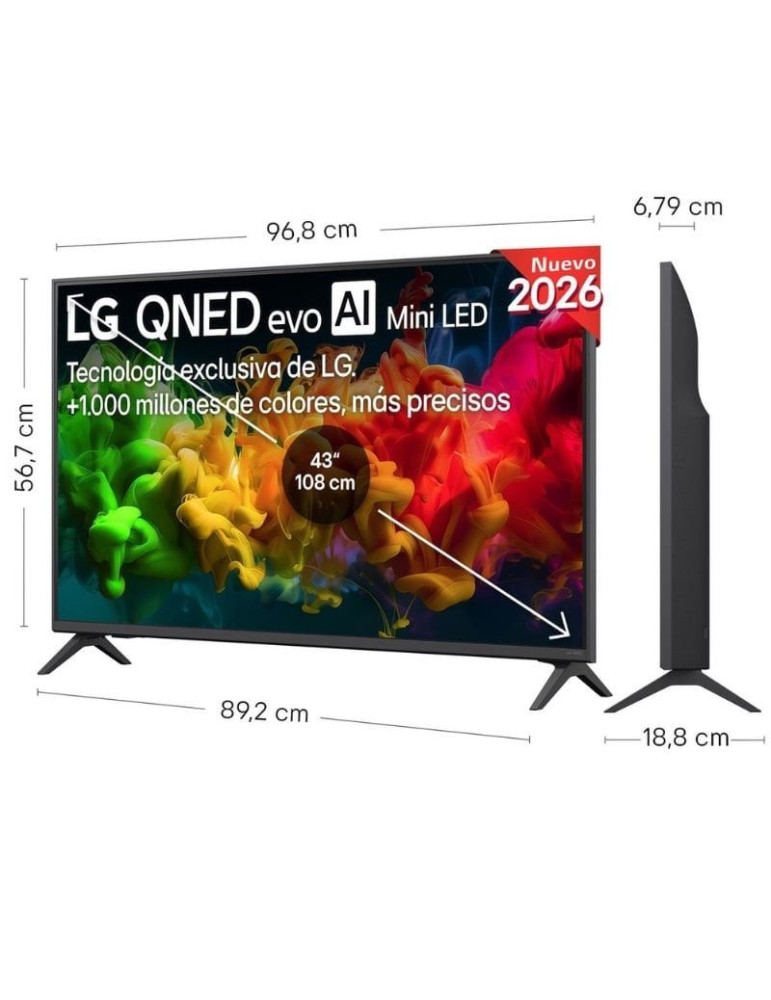 Televisor LG QNED evo AI QNED8EB Mini LED 43QNED8EB3F 43"/ Ultra HD 4K/ Smart TV/ WiFi
