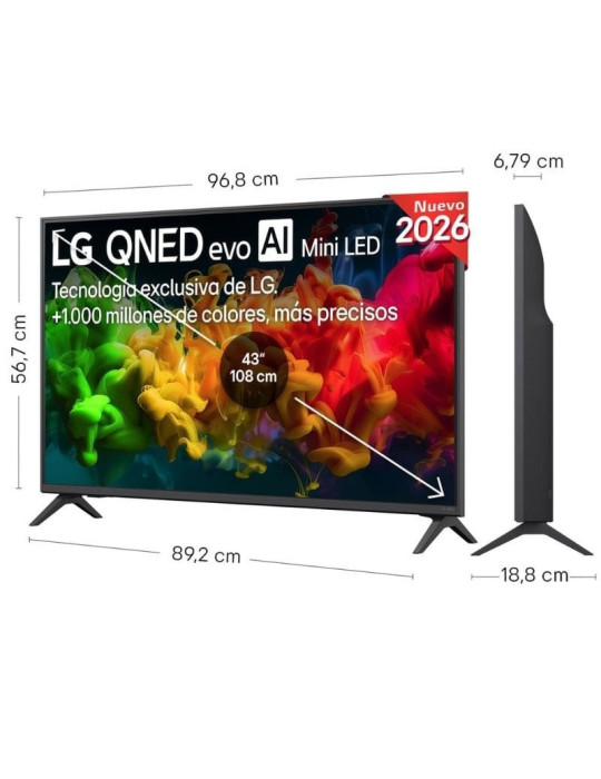 Televisor LG QNED evo AI QNED8EB Mini LED 43QNED8EB3F 43"/ Ultra HD 4K/ Smart TV/ WiFi