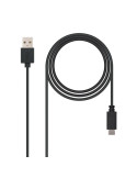Cable USB 2.0 Nanocable 10.01.2101/ USB Tipo-C Macho - USB Macho/ 1m/ Negro