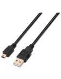 Cable USB 2.0 Aisens A101-0025/ USB Macho - USB Mini/ Hasta 2.5W/ 60Mbps/ 1.8m/ Negro