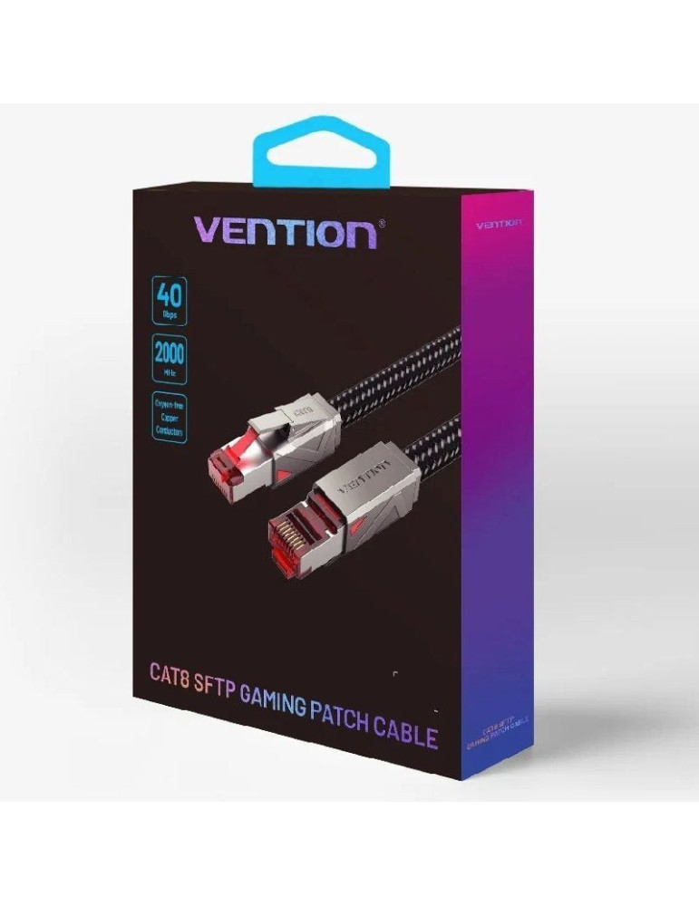 Cable de Red RJ45 SFTP Vention IKMHG Cat.8/ Gaming/ 1.5m/ Gris
