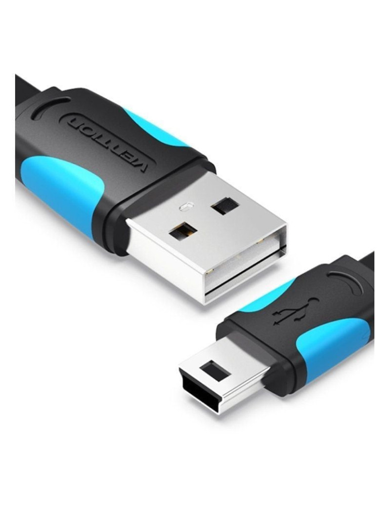 Cable USB 2.0 Vention VAS-A14-B100/ Mini USB Macho - USB Macho/ 480Mbps/ 1m/ Azul y Negro