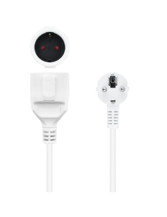 Cable Alargador de Corriente Nanocable 10.22.0605-W/ Schuko Hembra - Schuko Macho/ 5m/ Blanco