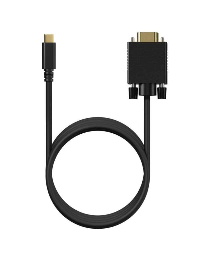 Cable Conversor Aisens A109-0692/ USB Tipo-C Macho - VGA Macho/ Hasta 27W/ 1250Mbps/ 80cm/ Negro