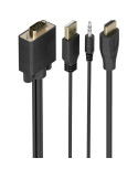 Cable Conversor Aisens A122-1015 SVGA Macho - USB Macho - Jack Macho/ HDMI Macho/ 2m/ Negro