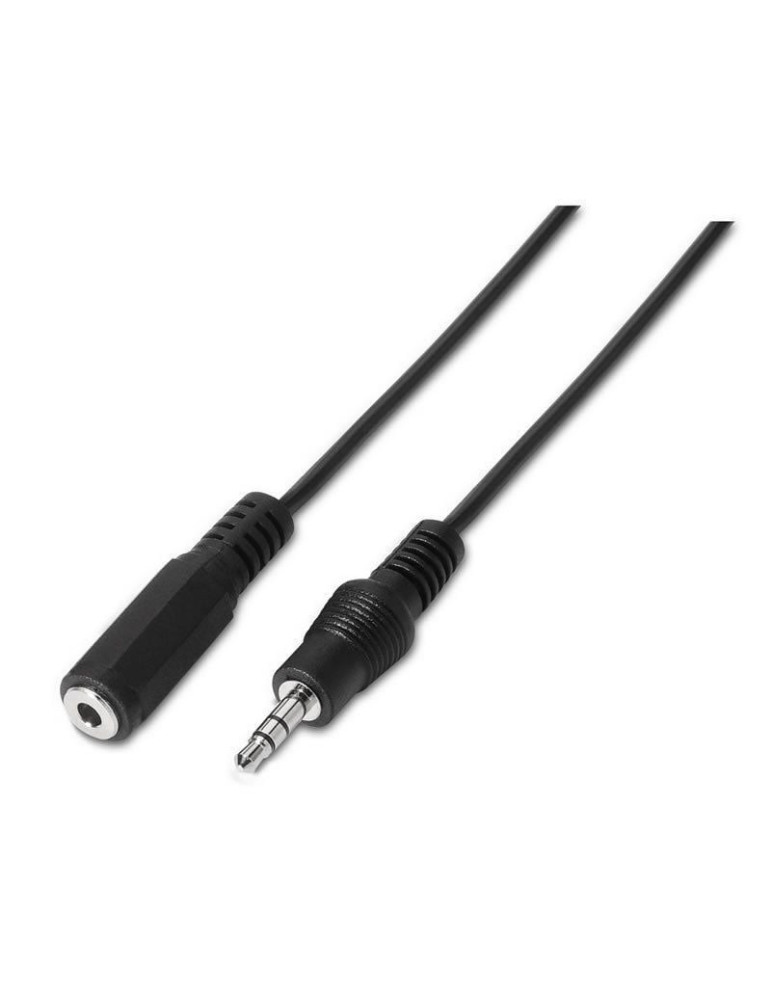Cable Estéreo Aisens A128-0145/ Jack 3.5 Macho - Jack 3.5 Hembra/ Hasta 0.1W/ 1.5m/ Negro