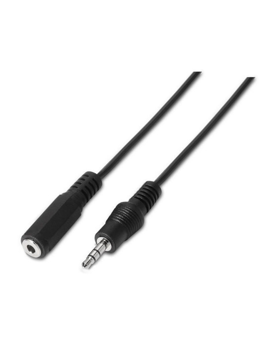 Cable Estéreo Aisens A128-0145/ Jack 3.5 Macho - Jack 3.5 Hembra/ Hasta 0.1W/ 1.5m/ Negro
