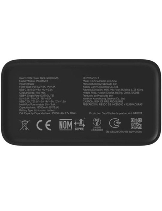 Powerbank 30000mAh Xiaomi 18W Powerbank/ 18W/ Negra