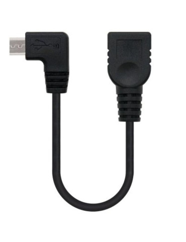 Cable USB 2.0 Nanocable 10.01.3600/ MicroUSB Macho - USB Hembra/ 15cm/ Negro