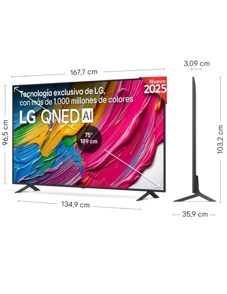 Televisor LG QNED AI QNED80 75QNED80A6A 75"/ Ultra HD 4K/ Smart TV/ WiFi