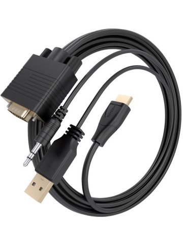 Cable Conversor Aisens A122-1015 SVGA Macho - USB Macho - Jack Macho/ HDMI Macho/ 2m/ Negro 2