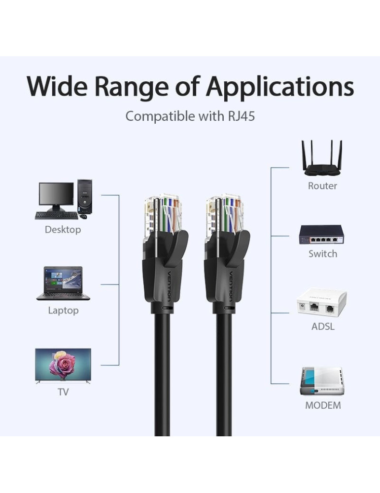 Cable de Red RJ45 UTP Vention IBEBY Cat.6/ 30cm/ Negro