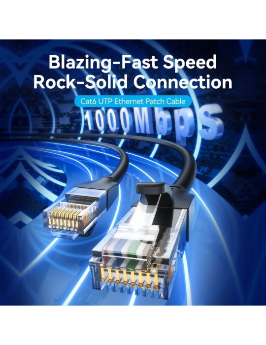 Cable de Red RJ45 UTP Vention IBEBY Cat.6/ 30cm/ Negro