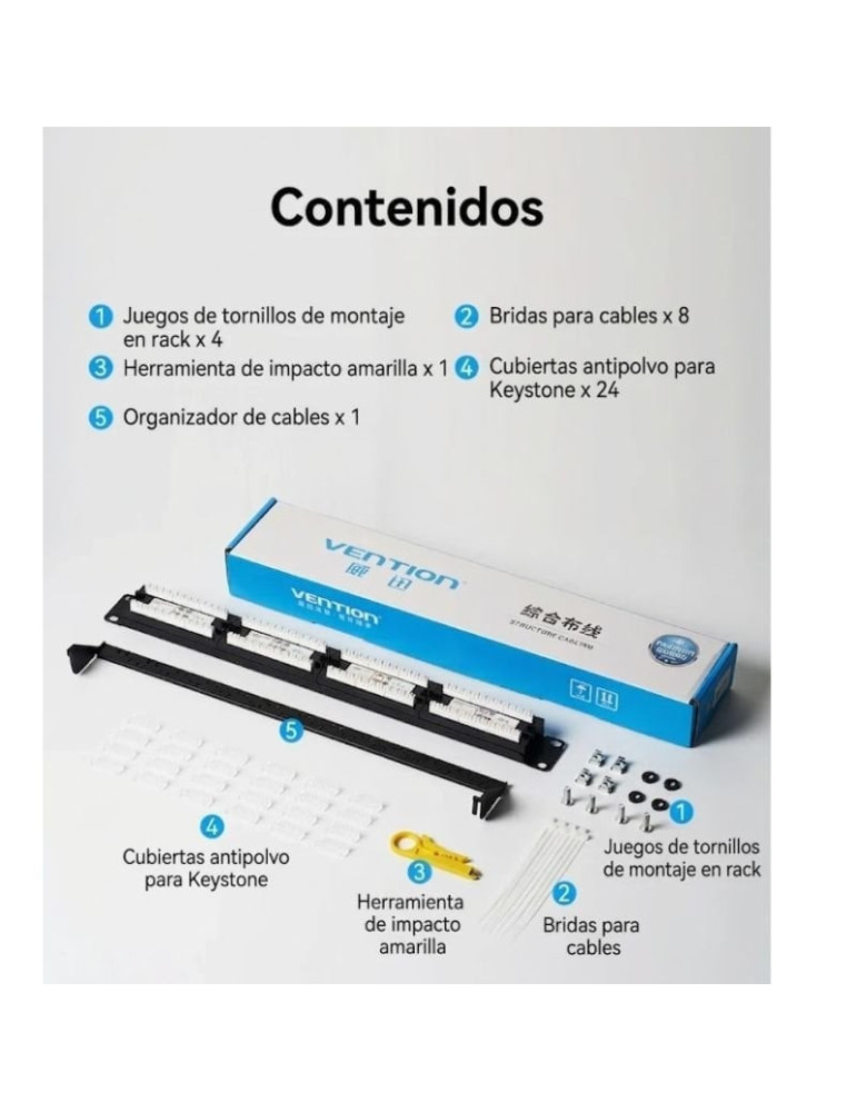 Patch Panel Vention KGCB0/ 24 Puertos/ Cat.6