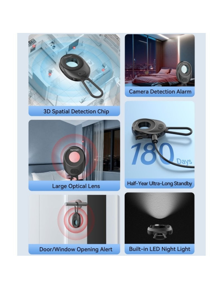 Detector de Cámara Antiespía Vention 4 en 1 KQRB0