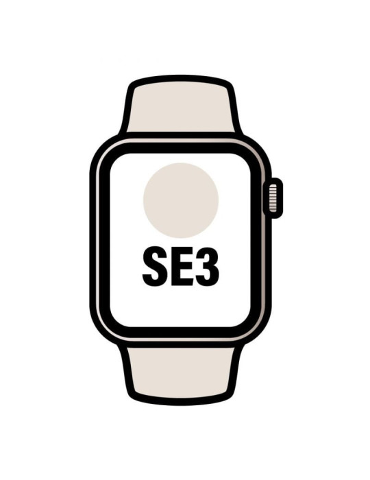 Apple Watch SE3/ GPS/ 44mm/ Caja de Aluminio Blanco Estrella/ Correa Deportiva Blanco Estrella M/L