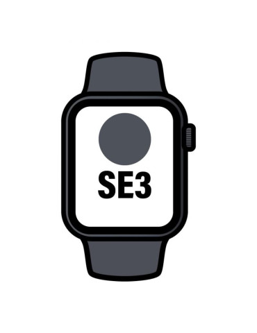 Apple Watch SE3/ GPS/ 44mm/ Caja de Aluminio Medianoche/ Correa Deportiva Negra M/L