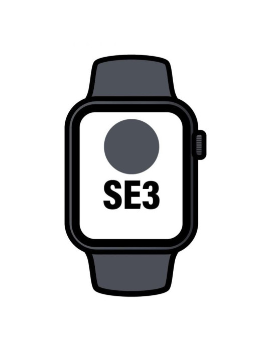 Apple Watch SE3/ GPS/ 44mm/ Caja de Aluminio Medianoche/ Correa Deportiva Negra M/L