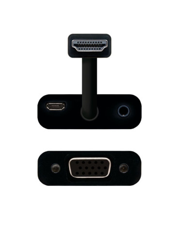 Conversor Nanocable 10.16.2001-BK/ HDMI Macho - VGA Hembra/ Jack 3.5 Hembra/ 10cm/ Negro 2