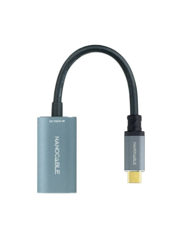 Conversor Nanocable 10.16.4104-G/ USB Tipo-C Macho - DisplayPort Hembra/ 15cm/ Gris