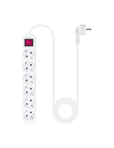 Regleta con Interruptor Nanocable 10.37.0006/ 6 Tomas de Corriente/ Cable 1.4m/ Blanca 2