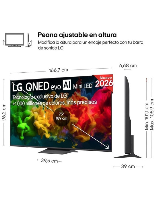 Televisor LG QNED evo AI QNED8EB Mini LED 75QNED8EB3A 75"/ Ultra HD 4K/ Smart TV/ WiFi