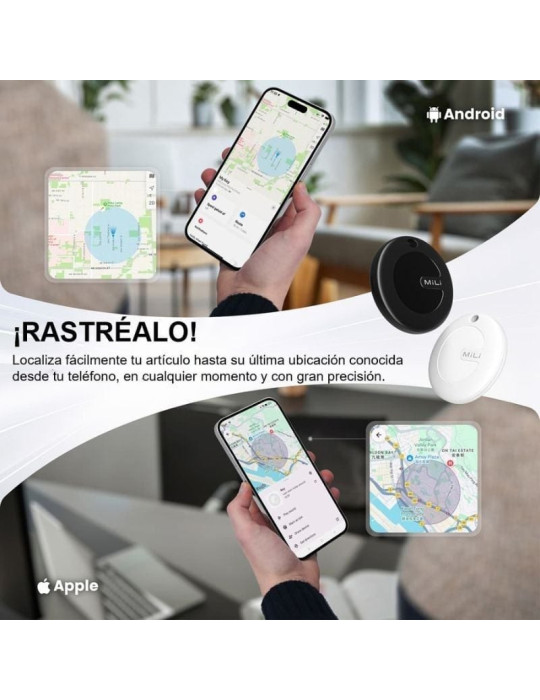 Localizador Leotec EasyTag Dual/ Negro/ Incluye Llavero Blanco