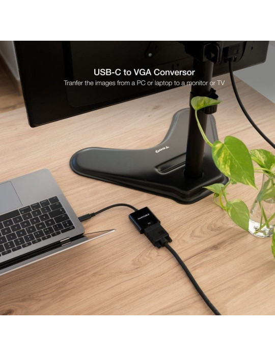 Cable Conversor Nanocable 10.16.4101-BK/ USB Tipo-C Macho - VGA Hembra/ 10cm/ Negro