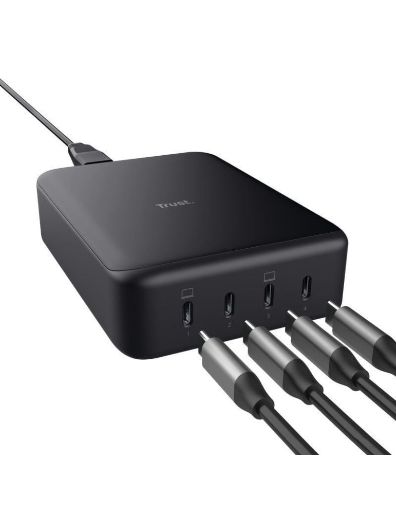 Cargador de Pared GaN Trust Maxo/ 4xUSB Tipo-C/ 240W/ Automático/ Voltaje 5-20V