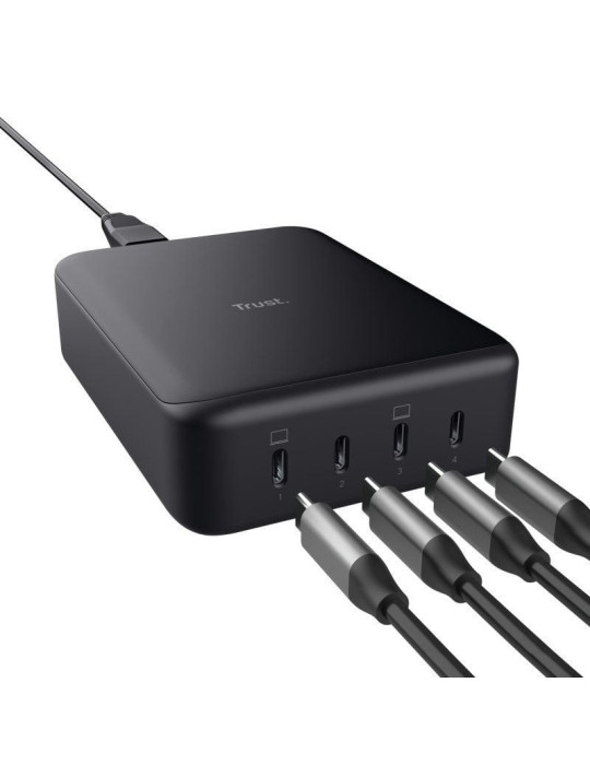 Cargador de Pared GaN Trust Maxo/ 4xUSB Tipo-C/ 240W/ Automático/ Voltaje 5-20V