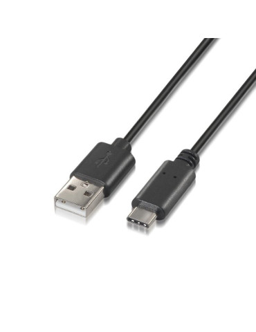 Cable USB 2.0 Tipo-C Aisens A107-0051/ USB Tipo-C Macho - USB Macho/ 480Mbps/ 1m/ Negro