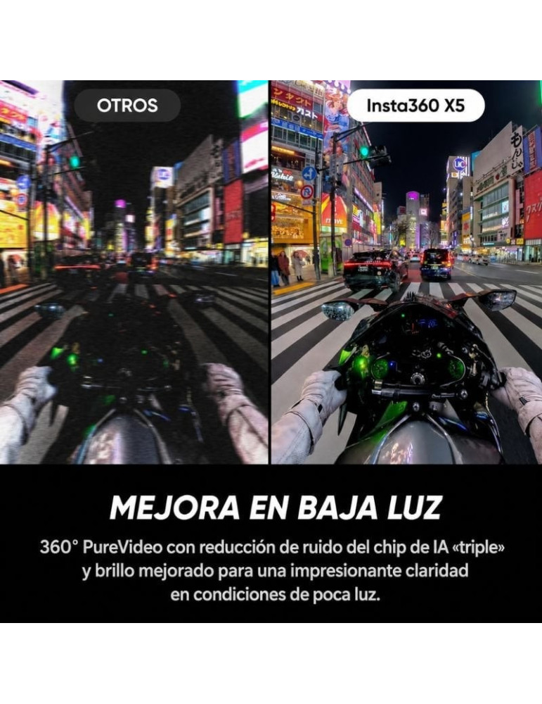 Cámara Digital Deportiva Insta360 X5 Motorcycle Bundle/ 8K/ Ángulo de visión 360 / Negra