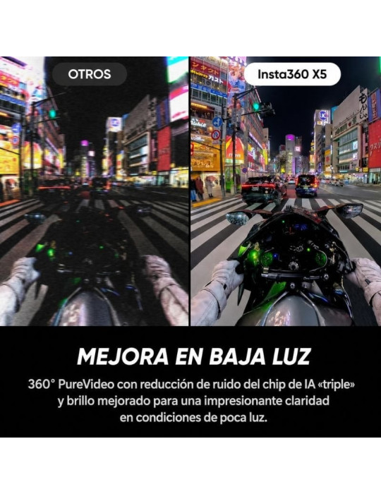 Cámara Digital Deportiva Insta360 X5 Motorcycle Bundle/ 8K/ Ángulo de visión 360 / Negra