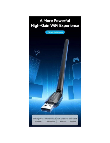 Adaptador USB - WiFi Vention KDUB0/ 650Mbps/ Incluye Drivers 2