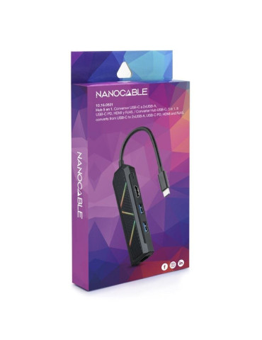 Docking USB Tipo-C Nanocable 10.16.0501/ 2xUSB/ 1xUSB Tipo-C PD/ 1xHDMI/ 1xRJ45/ Negro 2