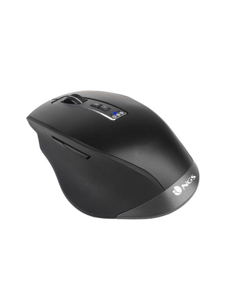 Ratón Ergonómico Inalámbrico NGS BLUR-RB/ Batería recargable/ Hasta 3200 DPI/ Negro