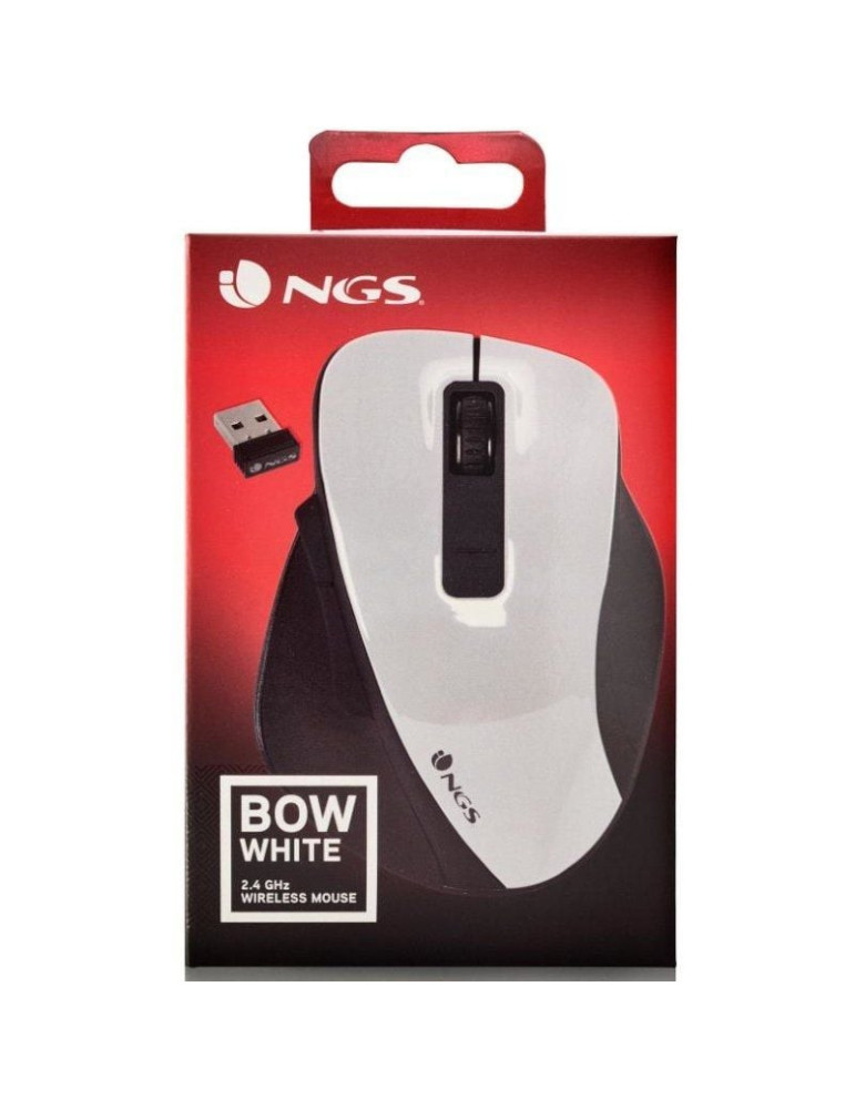 Ratón Inalámbrico NGS Bow/ Hasta 1600 DPI/ Blanco