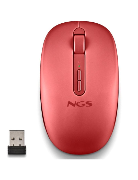 Ratón Ergonómico Inalámbrico NGS Fog Dual FOGDUALRED Silencioso/ Hasta 1600 DPI/ Rojo