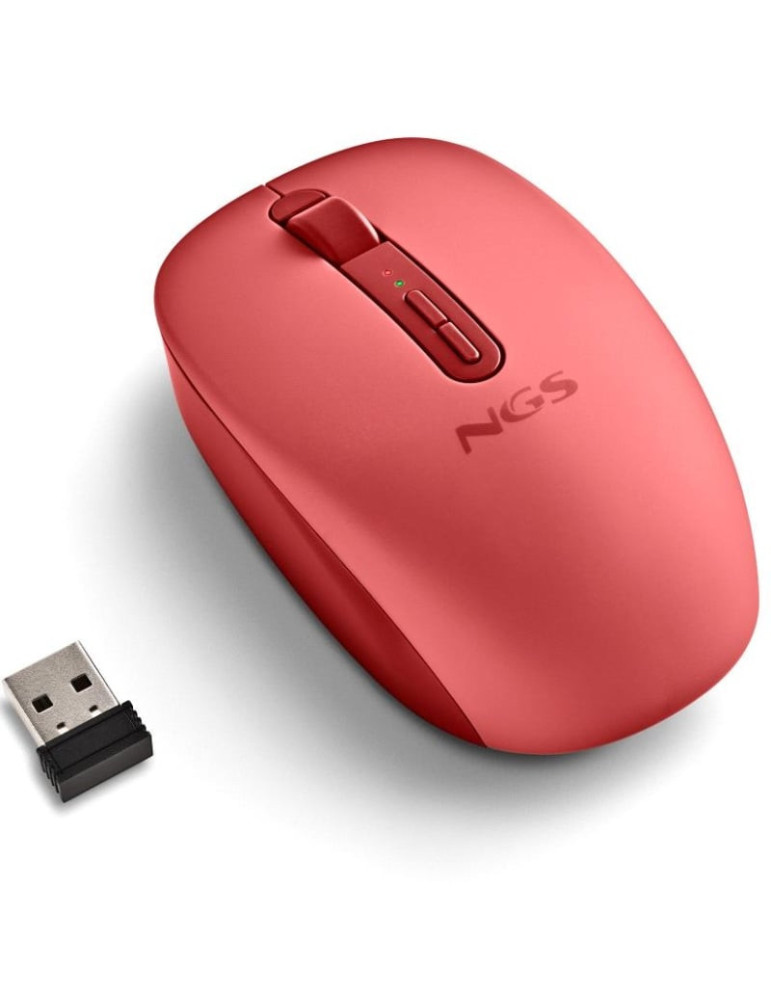 Ratón Ergonómico Inalámbrico NGS Fog Dual FOGDUALRED Silencioso/ Hasta 1600 DPI/ Rojo