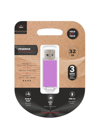 Pendrive 32GB Tech One Tech Basic USB 2.0/ Púrpura Claro
