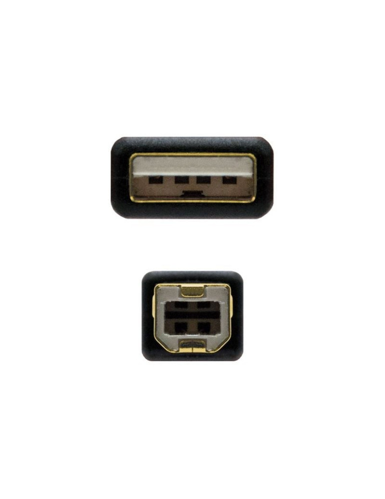 Cable USB 2.0 Impresora Nanocable 10.01.1202/ USB Tipo-B Macho - USB Macho / 2m/ Negro