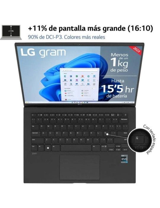 Portátil LG Gram 14Z90S-G.AD78B Intel Core Ultra 7-155H/ 32GB/ 1TB SSD/ 14"/ Win11