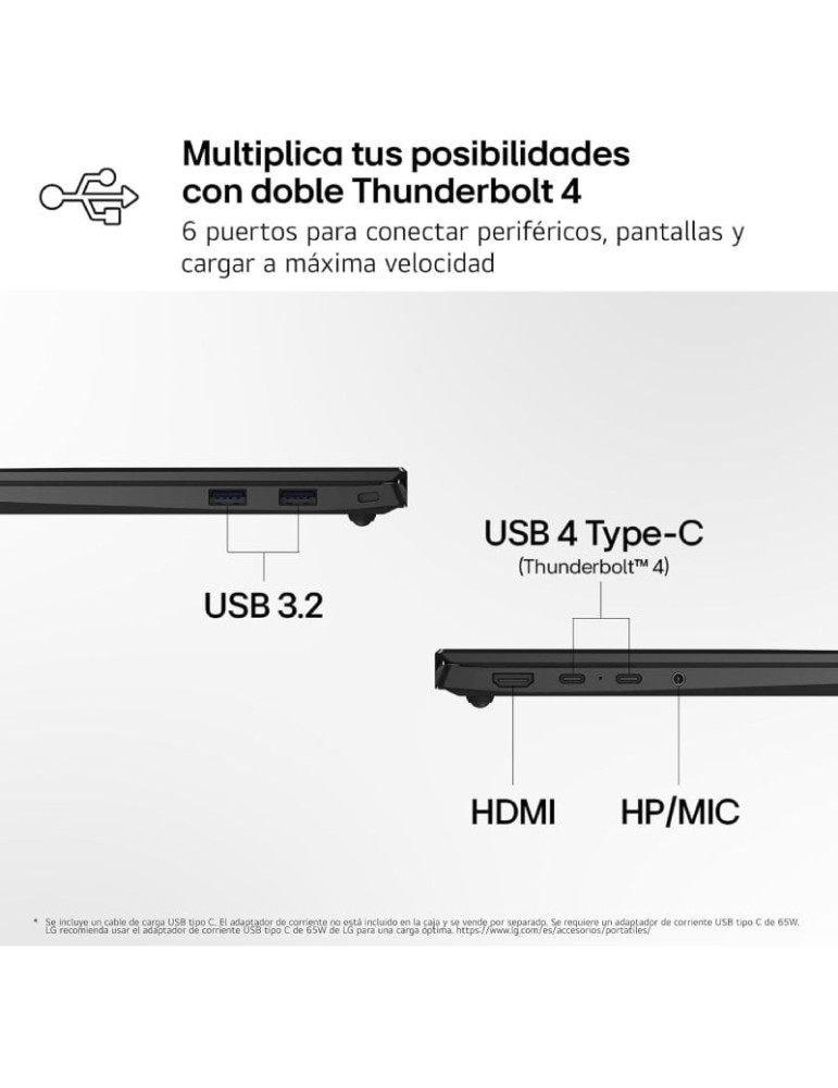 Portátil LG Gram 14Z95U-G.AU85BN Ryzen AI 7 450/ 32GB/ 512GB SSD/ 14"/ Win11