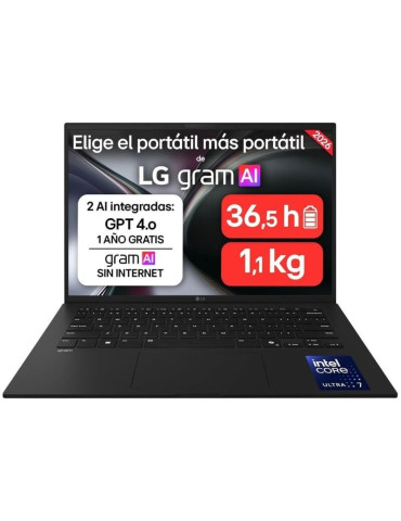 Portátil LG Gram 14ZD90U-G.AX85BN Intel Core Ultra 7-355/ 32GB/ 512GB SSD/ 14"/ Sin Sistema Operativo