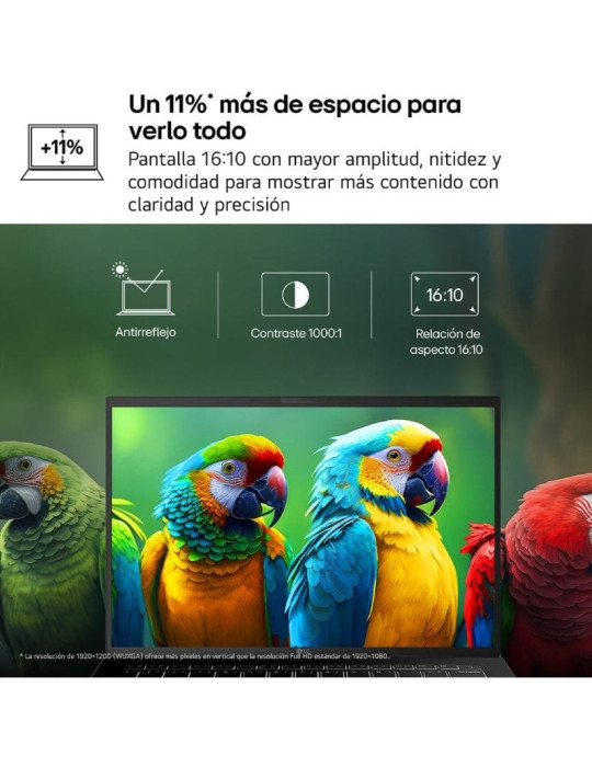 Portátil LG Gram 16UD55U-G.AX55BN Ryzen AI 5 430/ 16GB/ 512GB SSD/ 16"/ Sin Sistema Operativo